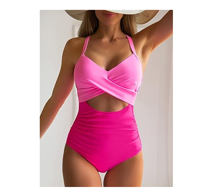 Eomenie Women 1Piece Swimsuits Tummy Control Cutout High Waisted Bathing Suit XL
