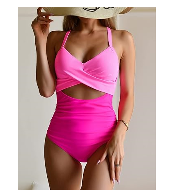 Eomenie Women 1Piece Swimsuits Tummy Control Cutout High Waisted Bathing Suit XL