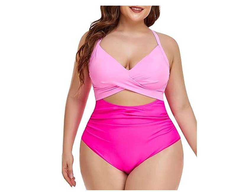 Eomenie Women 1Piece Swimsuits Tummy Control Cutout High Waisted Bathing Suit XL