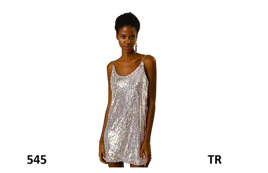 Allegra K Women Halloween Glitter Sequin V Neck Spaghetti Strap Mini Dress, S