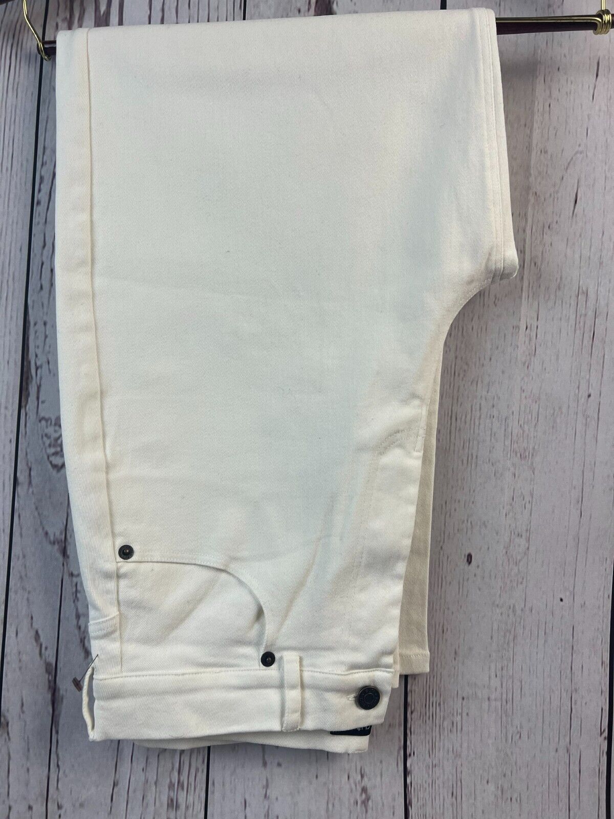 Cabi Women's Straight High Slim Distressed White Designer Jeans SZ10  31Wx30L