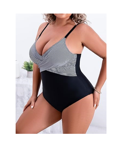 B2prity Women's One Piece Swimsuits Tummy Control Front Cross Bathing Suits, S