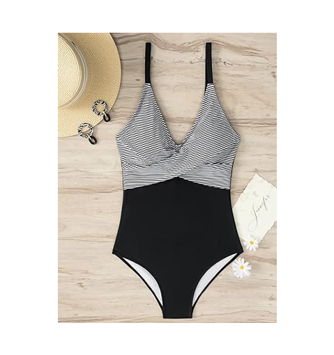B2prity Women's One Piece Swimsuits Tummy Control Front Cross Bathing Suits, S