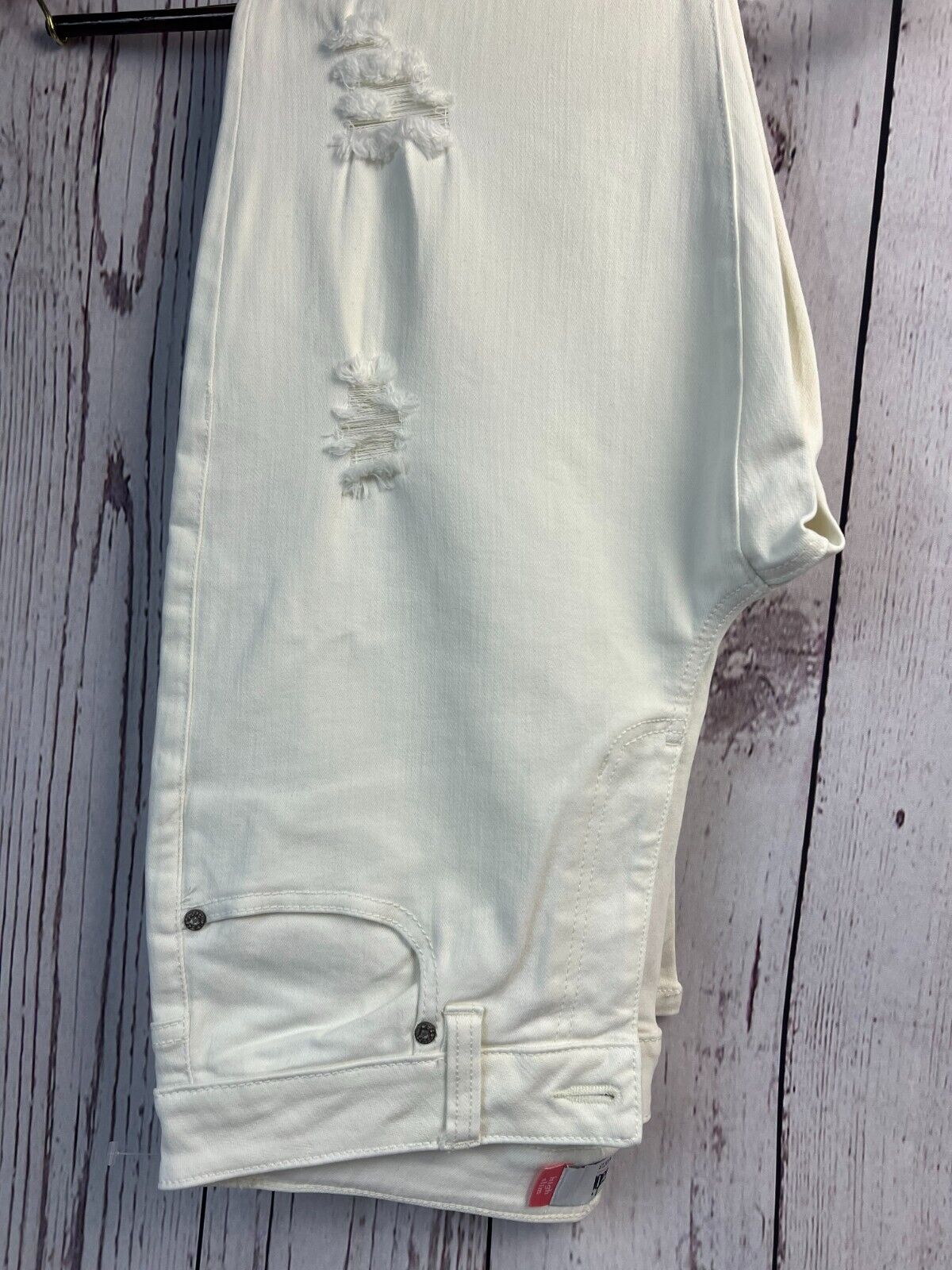 Cabi Women's Straight High Slim Distressed White Designer Jeans SZ10  31Wx30L