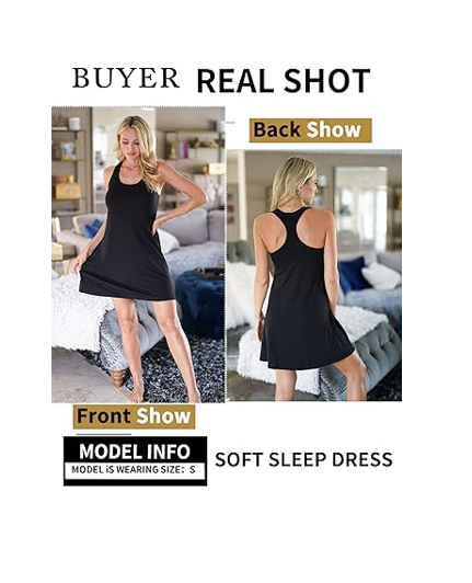 Avidlove Sleepwear for Women Tank Nightgown Chemise Racerback Sleeveless Dress,M