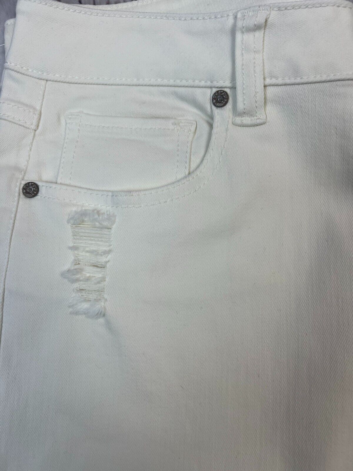 Cabi Women's Straight High Slim Distressed White Designer Jeans SZ10  31Wx30L