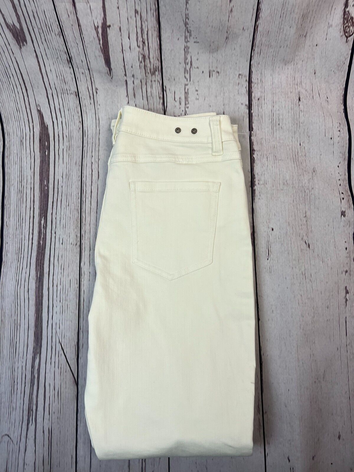 Cabi Women's Straight High Slim Distressed White Designer Jeans SZ10  31Wx30L