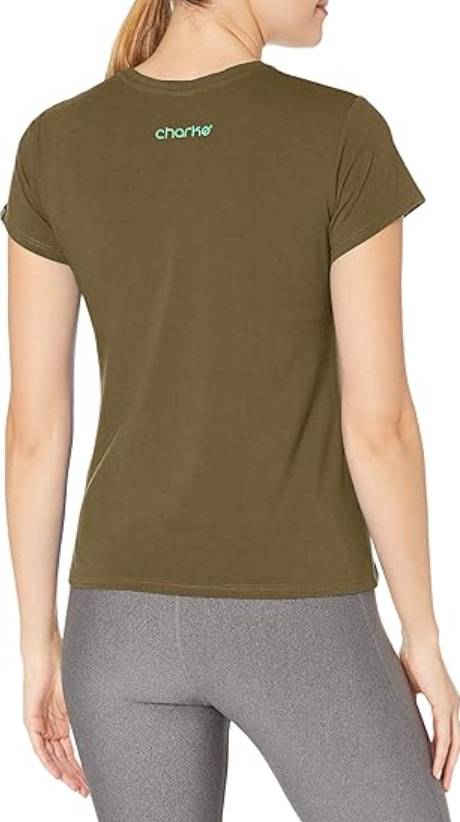 Charko Designs Women's Mountskull Athletic T Shirts, Stretch, Khaki, Large