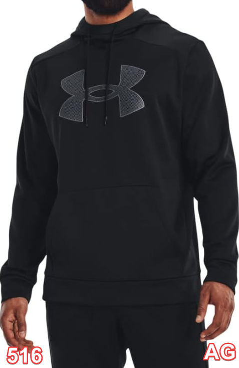 Under Armour Boys ArmourFleece Big Logo Hoodie, Black / Pitch Gray, Youth Large