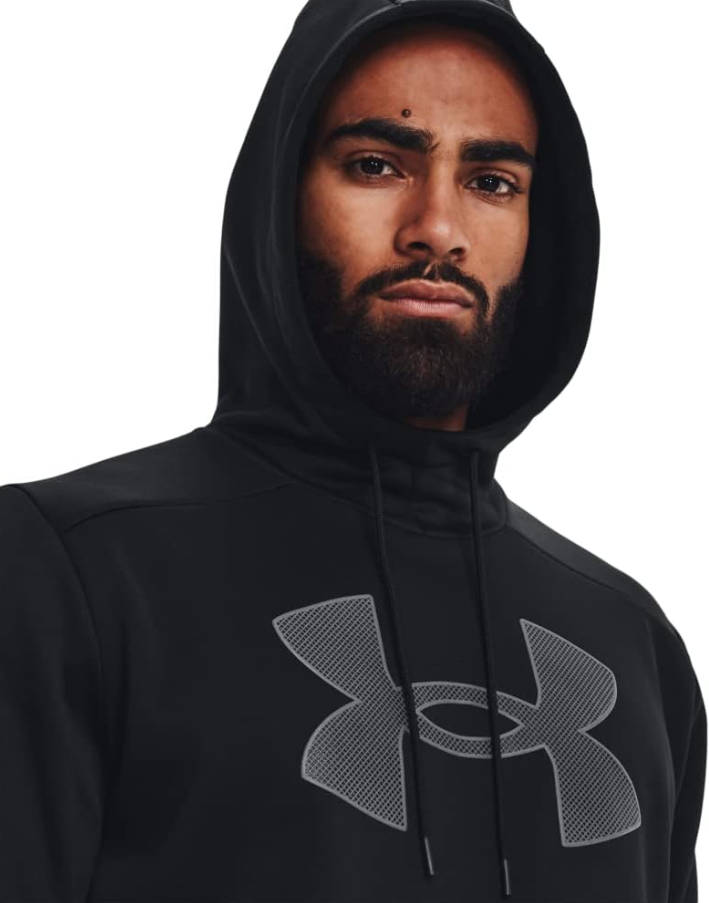 Under Armour Boys ArmourFleece Big Logo Hoodie, Black / Pitch Gray, Youth Large