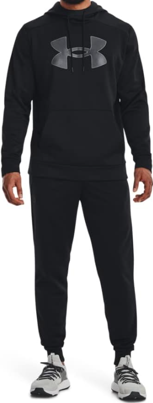 Under Armour Boys ArmourFleece Big Logo Hoodie, Black / Pitch Gray, Youth Large