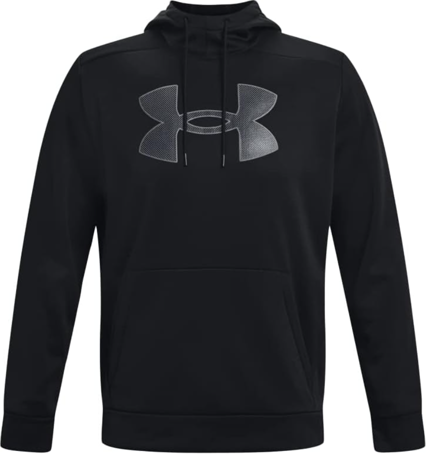 Under Armour Boys ArmourFleece Big Logo Hoodie, Black / Pitch Gray, Youth Large