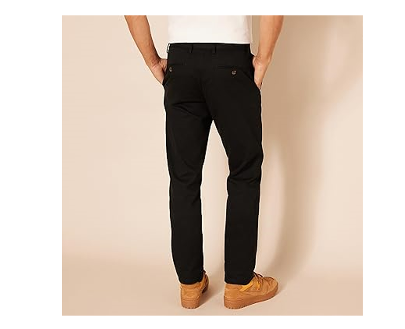 Essentials Men's Slim-Fit Wrinkle-Resistant Flat-Front Chino Pant,Black, 32Wx34L