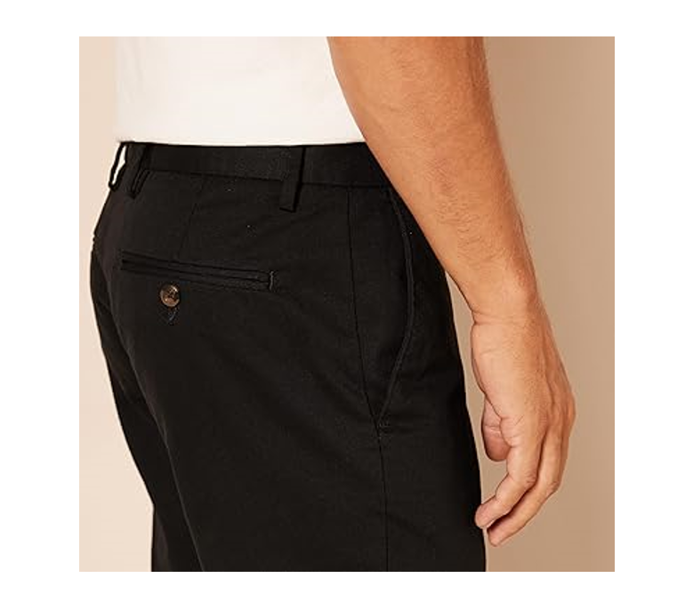 Essentials Men's Slim-Fit Wrinkle-Resistant Flat-Front Chino Pant,Black, 32Wx34L