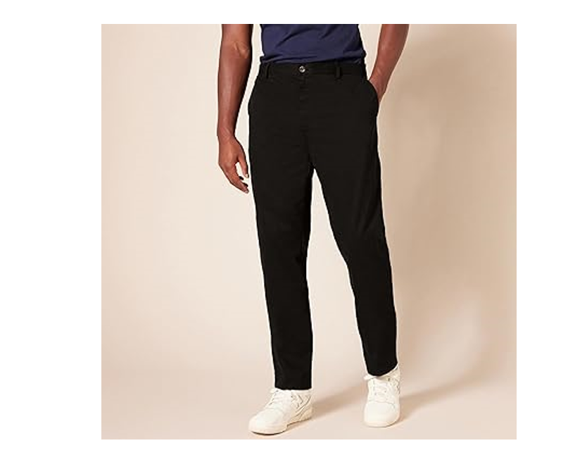 Essentials Men's Slim-Fit Wrinkle-Resistant Flat-Front Chino Pant,Black, 32Wx34L