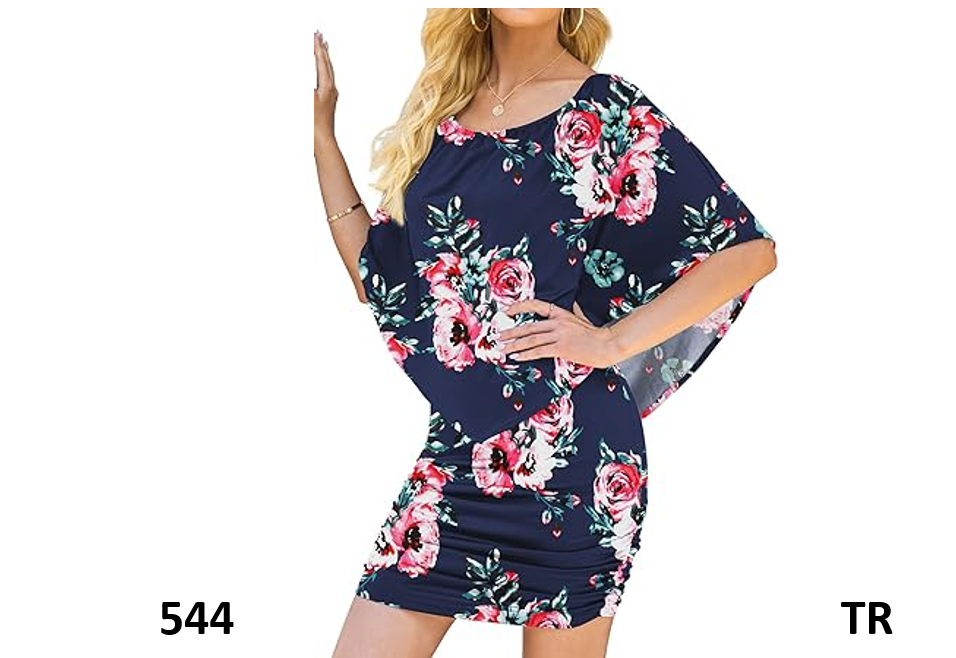Yincro Women's Off The Shoulder Ruffle Bodycon Club Party Mini Dress Flower, XL