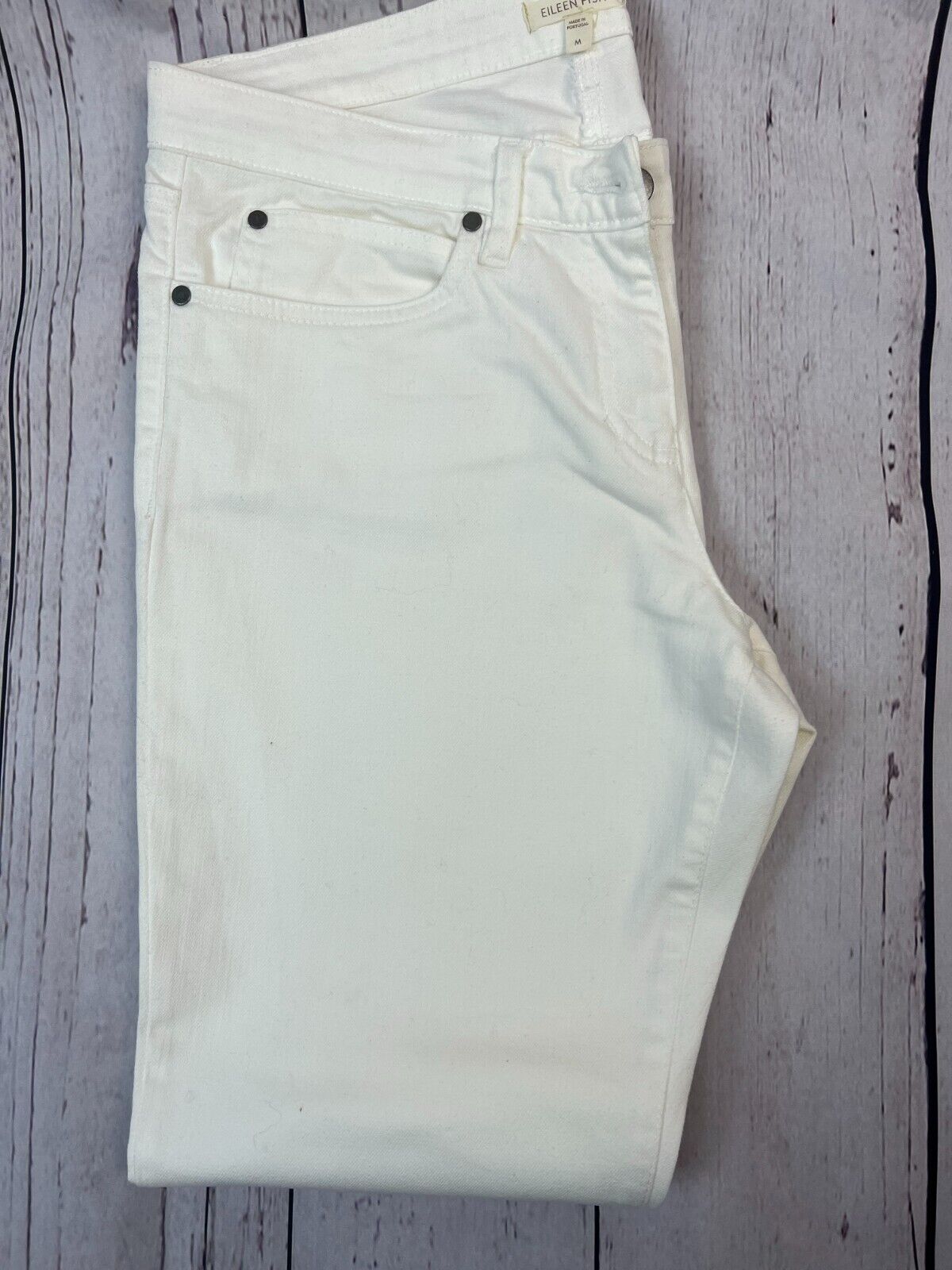 Eileen Fisher Women's Straight White Designer Jeans 32Wx31L