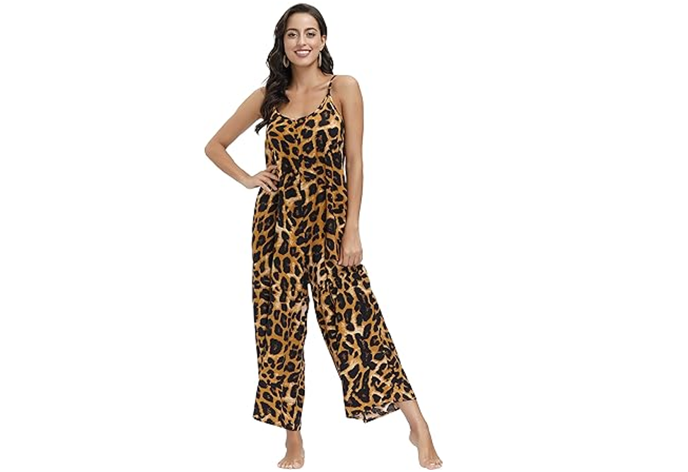 BUENOS NINOS Women V Neck Floral Maxi Dress Boho Printed Adjustable Spaghetti, M