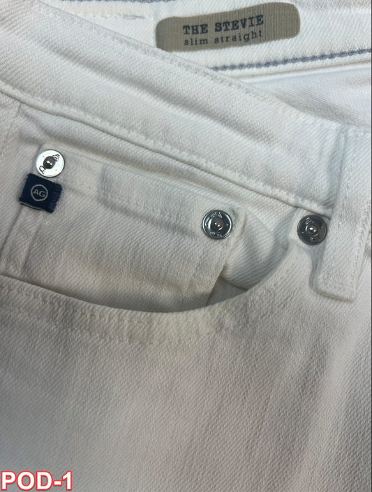AG Adriano Goldschmied Women's Stevie Slim Straight White Designer Jeans 28Wx30L