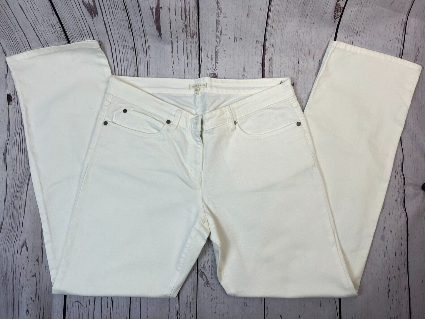 Eileen Fisher Women's Straight White Designer Jeans 32Wx31L