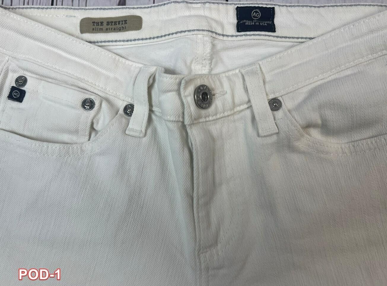 AG Adriano Goldschmied Women's Stevie Slim Straight White Designer Jeans 28Wx30L