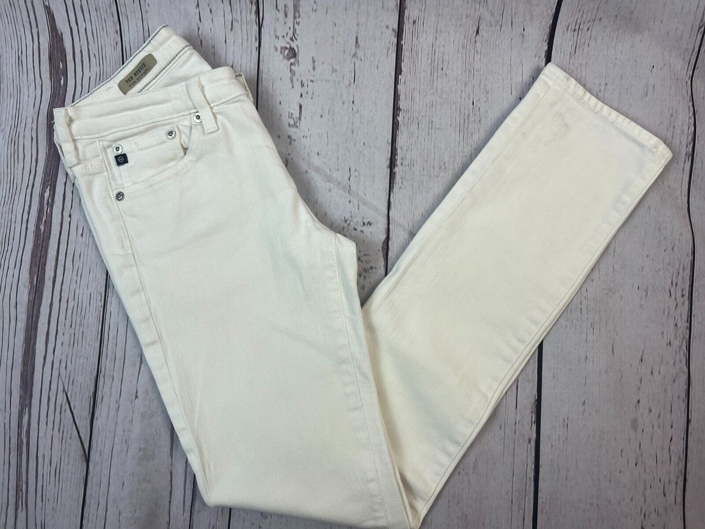 AG Adriano Goldschmied Women's Stevie Slim Straight White Designer Jeans 28Wx30L