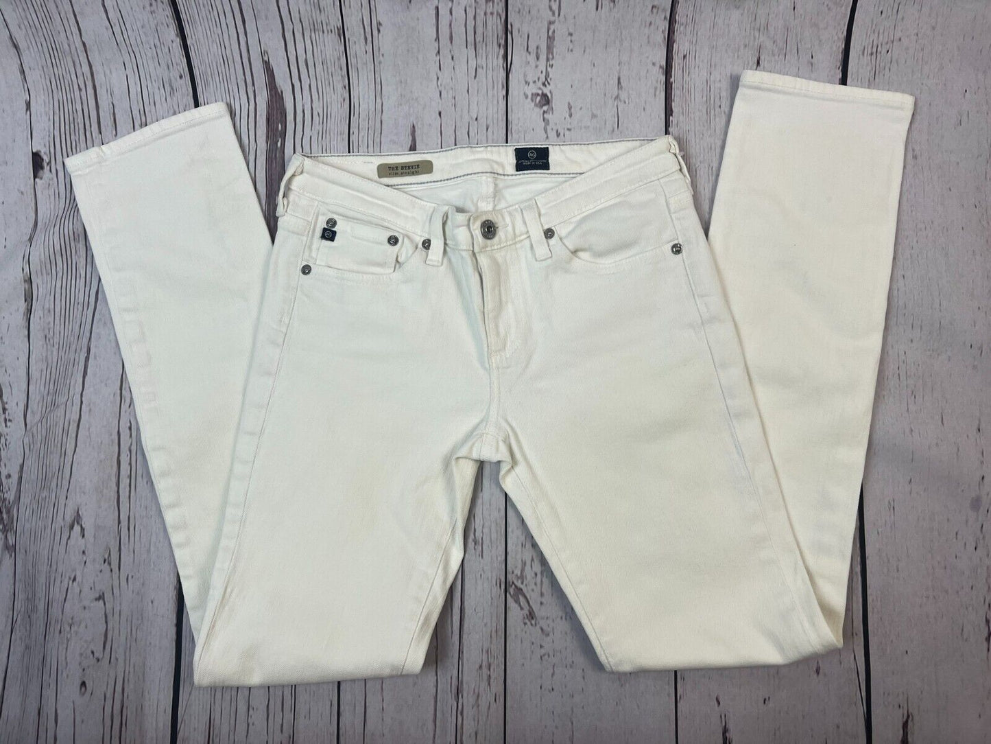 AG Adriano Goldschmied Women's Stevie Slim Straight White Designer Jeans 28Wx30L