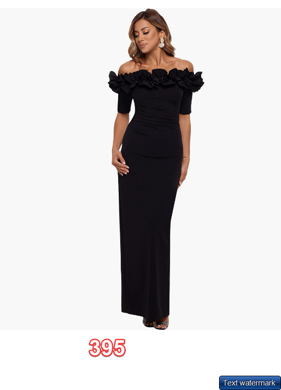 Xscape Long Crepe Off The Shoulder Ruffle Short Sleeve Black Size 8