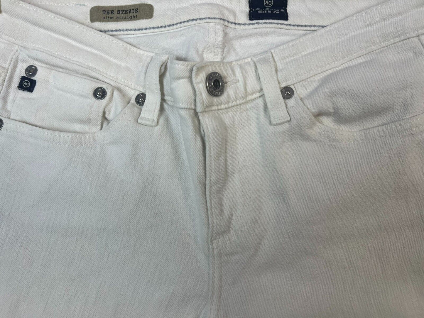 AG Adriano Goldschmied Women's Stevie Slim Straight White Designer Jeans 28Wx30L