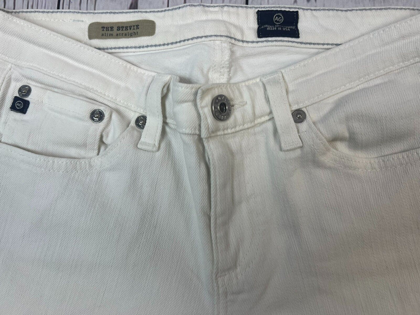AG Adriano Goldschmied Women's Stevie Slim Straight White Designer Jeans 28Wx30L