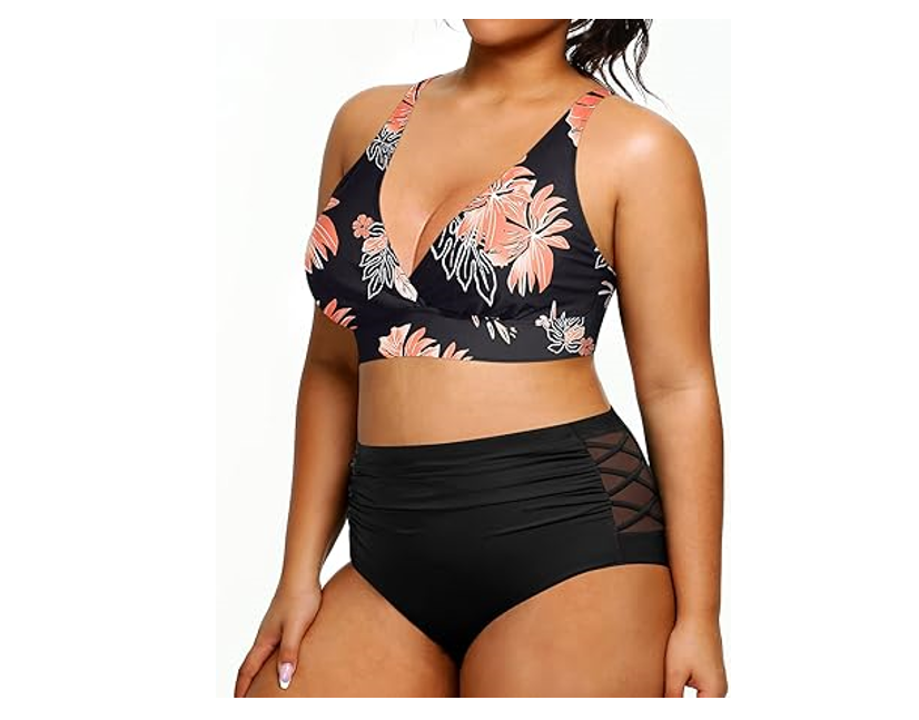 Yonique Women Plus Size Bikini High Waisted Swimsuits Two Piece Bathing Suits,24