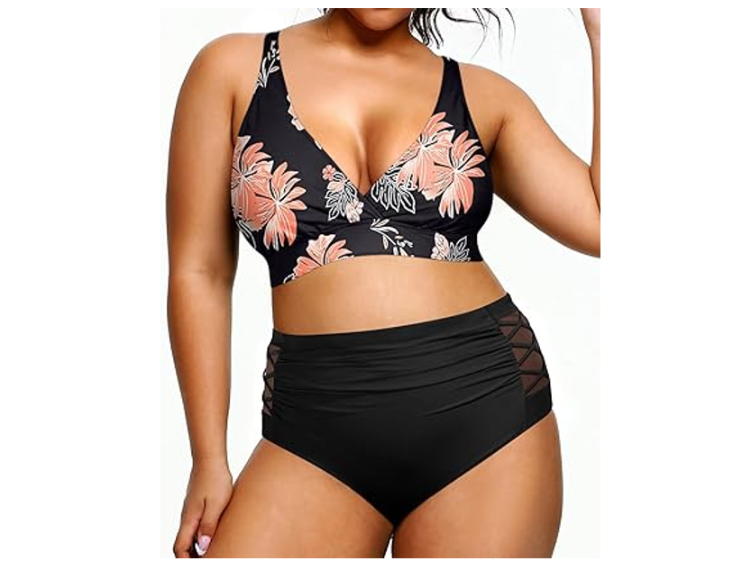 Yonique Women Plus Size Bikini High Waisted Swimsuits Two Piece Bathing Suits,24