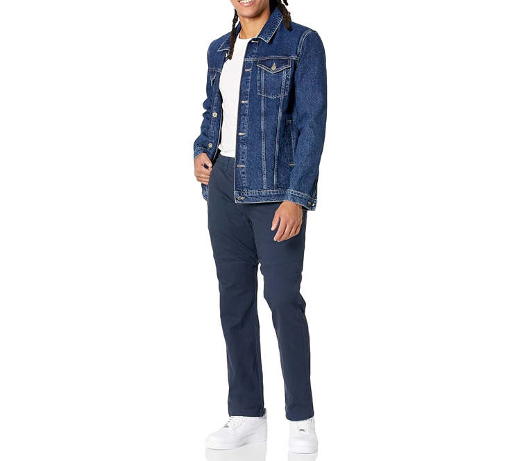 Essentials Men's Athletic-Fit Casual Stretch Chino Pants, Navy, 38W x 34L