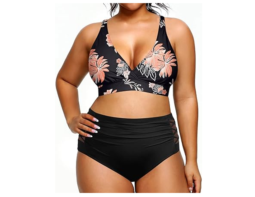 Yonique Women Plus Size Bikini High Waisted Swimsuits Two Piece Bathing Suits,24