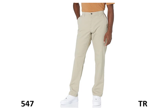 Essentials Men's Athletic-Fit Casual Stretch Chino Pant, Khaki Brown, 29W x 30L