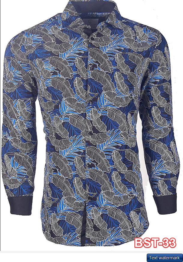 Suslo Couture Men's Floral Designer Printed Long Sleeve Slim Fit Dress Shirts S