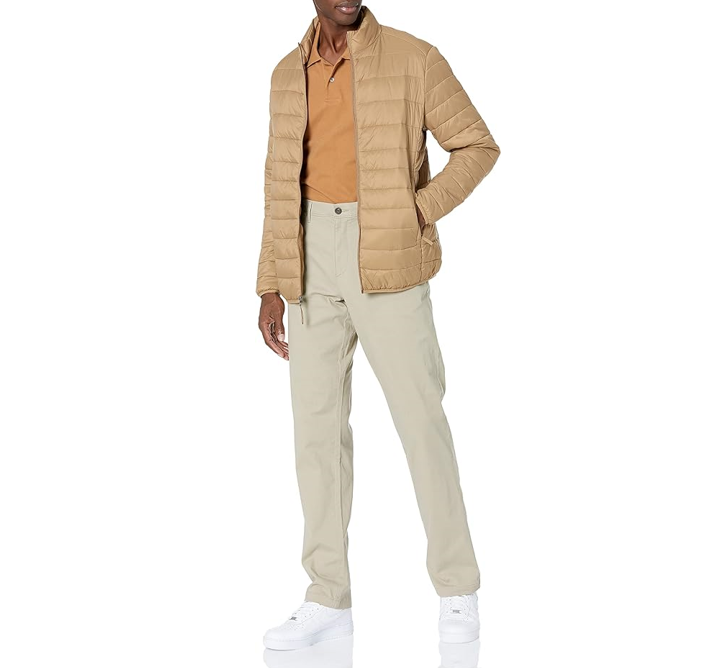 Essentials Men's Athletic-Fit Casual Stretch Chino Pant, Khaki Brown, 29W x 30L