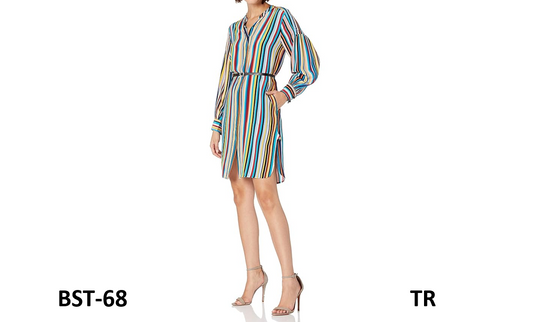 Tracy Reese Women's Shirt Dress, Knee Length, 3.4 Sleeve, Skinny Stripes, XS