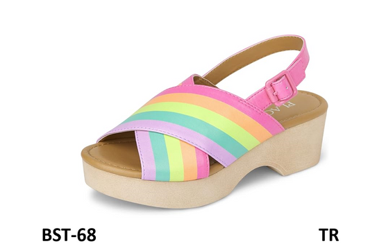 The Children's Place Girls Clog Rubber Sandals, Buckle Closure Rainbow 1 Big Kid