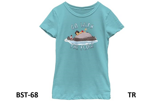 Disney Jungle Book The FLOW Girls Short Sleeve Tee Shirt, Tahiti Blue, Medium