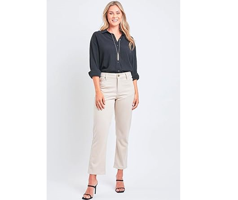 Women's Sueded Twill 5 Pocket Straight Leg Pant Lifestyle Collection, White, 6