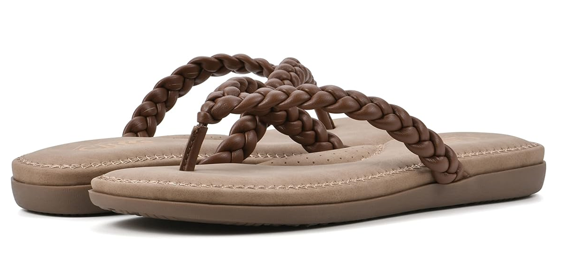 CLIFFS BY WHITE MOUNTAIN Women's Freedom Flip Flop Sandal, Brown/Smooth, 6.5 M