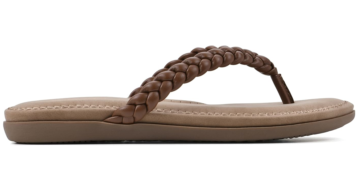 CLIFFS BY WHITE MOUNTAIN Women's Freedom Flip Flop Sandal, Brown/Smooth, 6.5 M