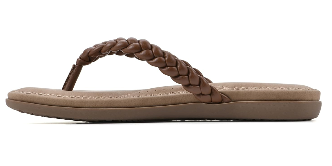 CLIFFS BY WHITE MOUNTAIN Women's Freedom Flip Flop Sandal, Brown/Smooth, 6.5 M