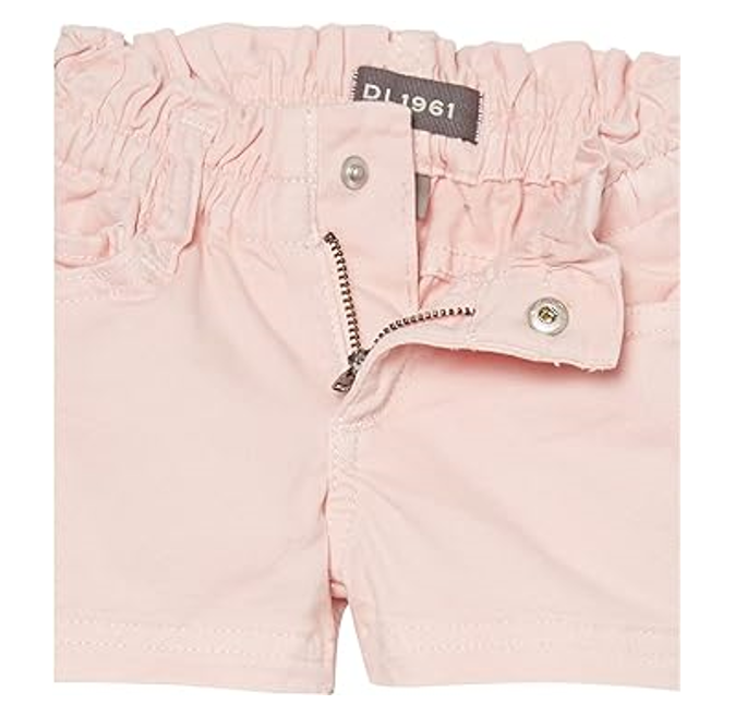 DL1961 Girls' Lucy Toddler High Rise Paperbag Shorts,Flexible Fit, Pink Peony, 6
