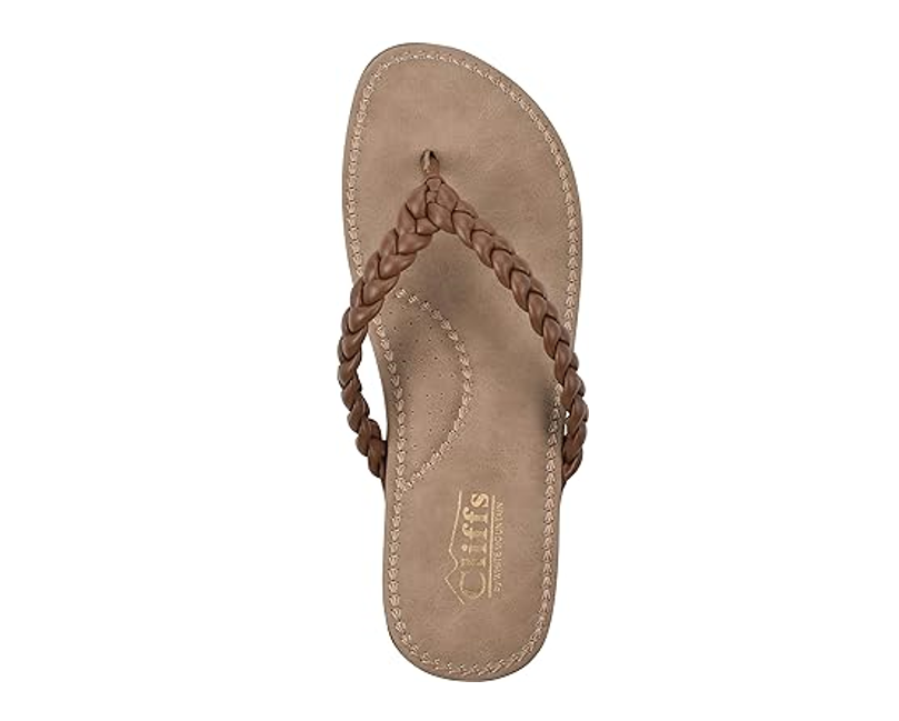 CLIFFS BY WHITE MOUNTAIN Women's Freedom Flip Flop Sandal, Brown/Smooth, 6.5 M