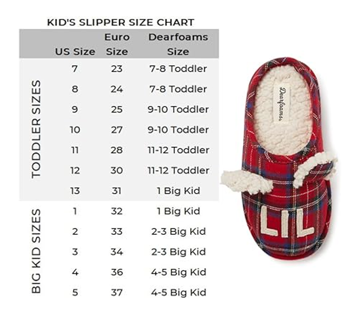 Dearfoams Kids Unisex Slipper, Lil Bear Tartan Plaid, US 11-12 Toddler