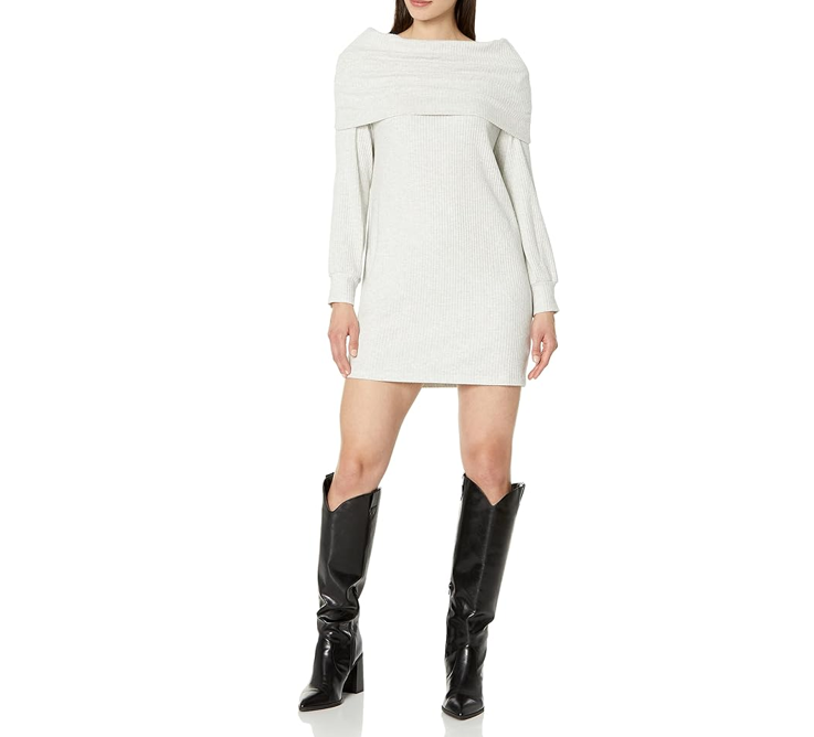VELVET BY GRAHAM & SPENCER Women's Winnie Cowl Neck Sweater Midi Dress, Ash, M