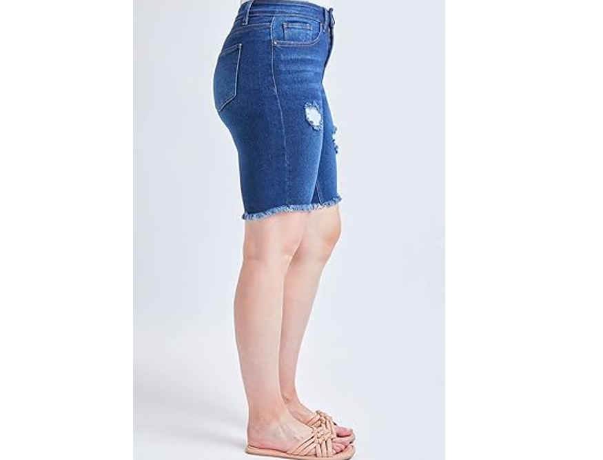 Women's Vintage Dream Bermuda Shorts with Frayed Hem, Midnight Sky Blue, 06