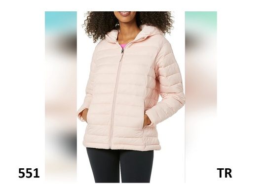 Essentials Women Lightweight Long-Sleeve Full-Zip WaterResistant Puffer Jacket,M